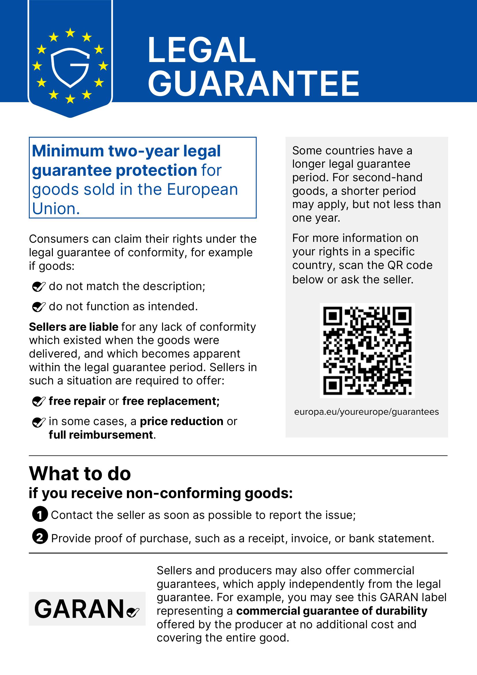 EU legal guarantee notice