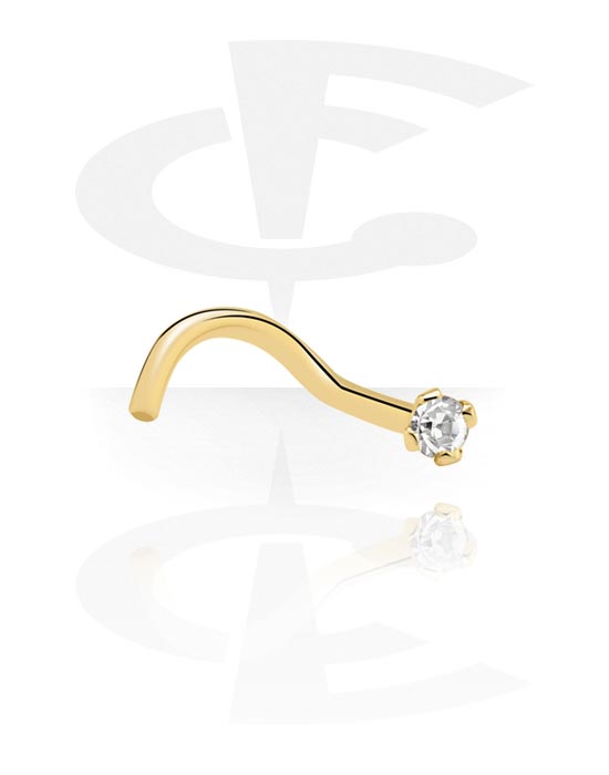 Nose Jewelry & Septums, Curved Prong Set Jeweled Nose Stud, Gold