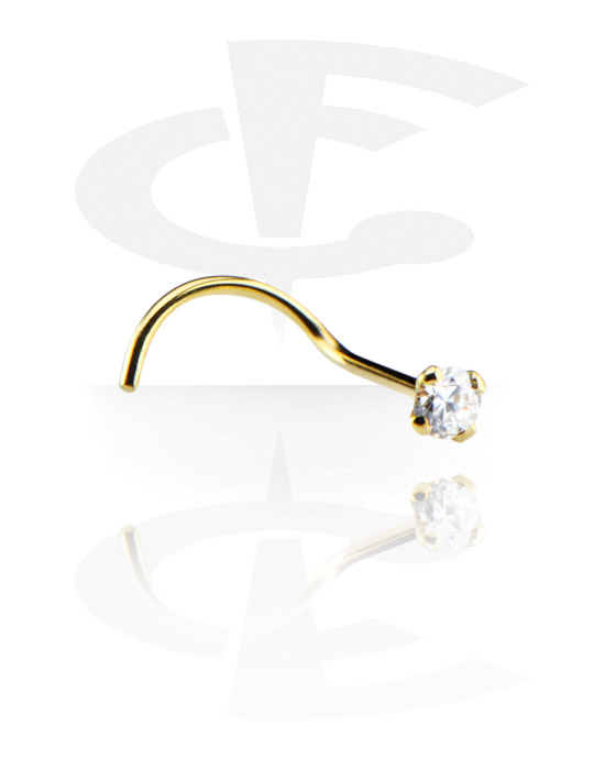 Piercings nez & Septums, Curved Jeweled Nose Stud, Gold