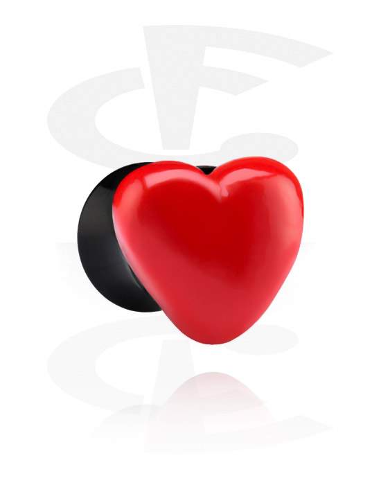 Tunely & plugy, Black Flared Plug with 3D Heart, Acrylic