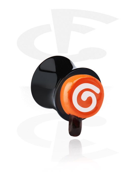 Tunele & plugi, Black Flared Plug with 3D Lollipop, Acrylic