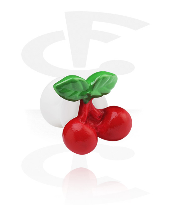 Tunely & plugy, White Flared Plug with 3D Cherry, Acrylic