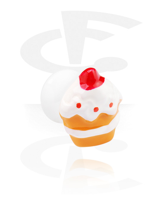 Alagutak és dugók, White Flared Plug with 3D Cupcake, Acrylic
