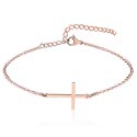 Náramky, Retiazkový náramok s Motív kríž, Chirurgická oceľ 316L pozlátená ružovým zlatom