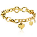 Zapestnice, Verižna zapestnica s/z nastavek za srce, Pozlačeno kirurško jeklo 316L