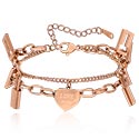 Náramky, Retiazkový náramok s prívesok srdce, Chirurgická oceľ 316L pozlátená ružovým zlatom
