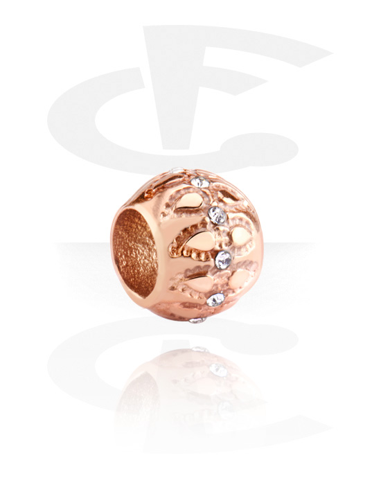 Perles, Perle pour bracelet à perles avec pierres en cristal, Acier chirurgical 316L ,  Plaqué or rose