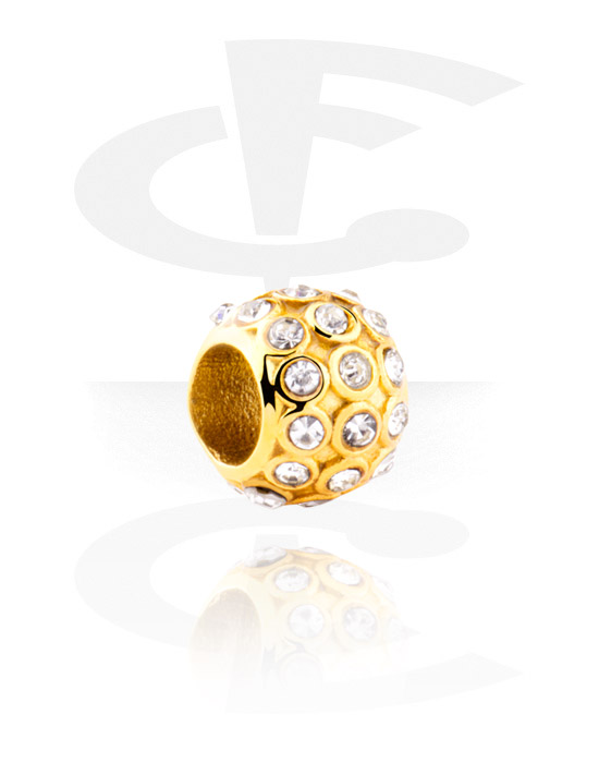 Beads, Bead für Bead-Armbänder mit Kristallsteinchen, Vergoldeter Chirurgenstahl 316L
