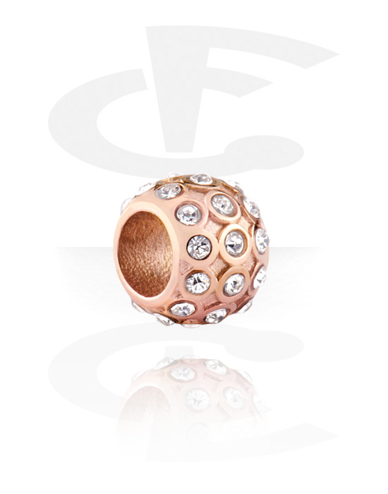 Perles, Perle pour bracelet à perles, Acier chirurgical 316L ,  Plaqué or rose, Acier chirurgical 316L