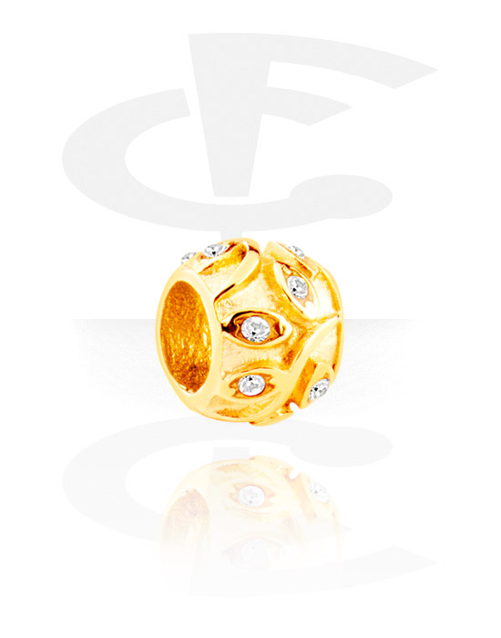 Perles, Perle pour bracelet à perles avec pierres en cristal, Acier chirugical 316L ,  Plaqué or