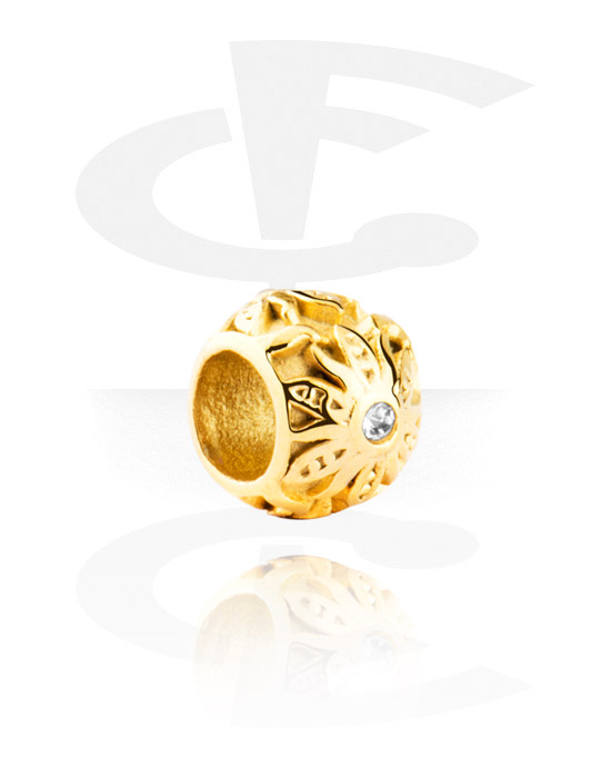 Perles, Perle pour bracelet à perles avec pierre en cristal, Acier chirugical 316L ,  Plaqué or