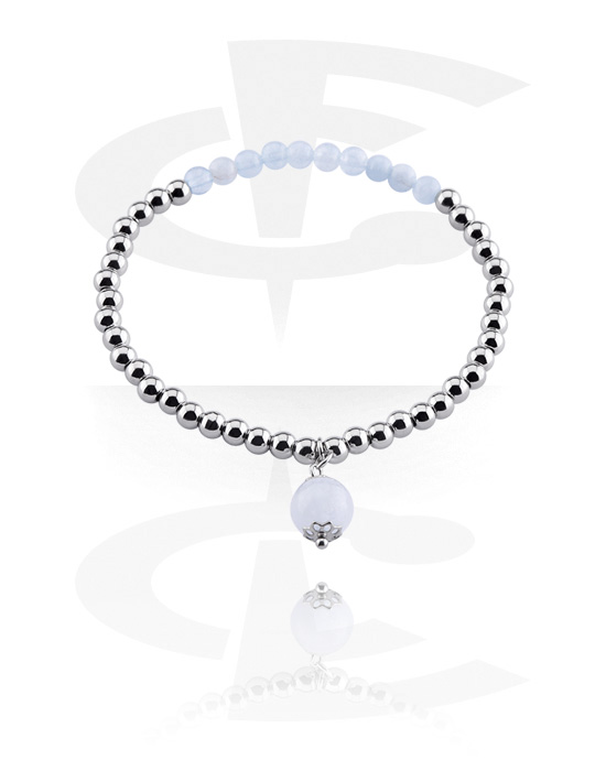 Bracelets, Bracelet en pierre naturelle, Quartz bleu clair, Élastique
