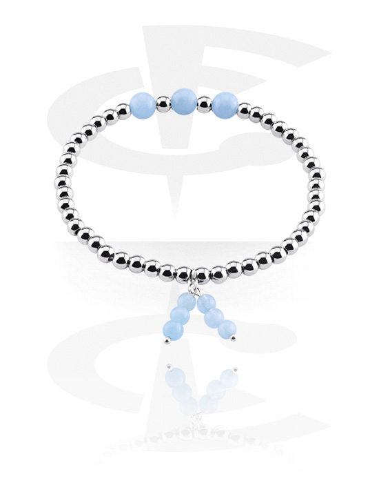 Bracelets, Bracelet en pierre naturelle, Quartz bleu clair, Élastique