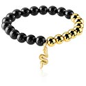 Armbånd, Naturstein-armbånd med snake charm, Svart agat