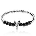 Náramky, Náramok z korálikov s Goat head design, Synthetic Onyx, Chirurgická oceľ 316L