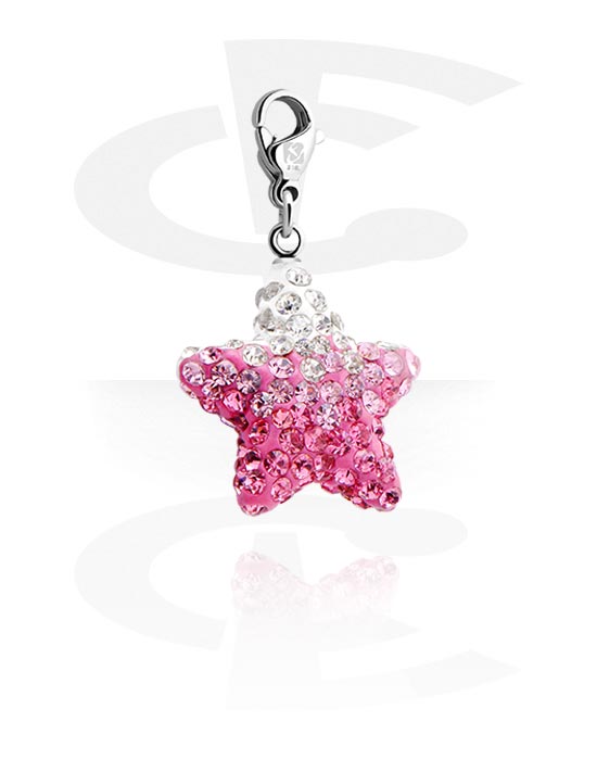 Charms, Charm with star design and crystal stones, Surgical Steel 316L