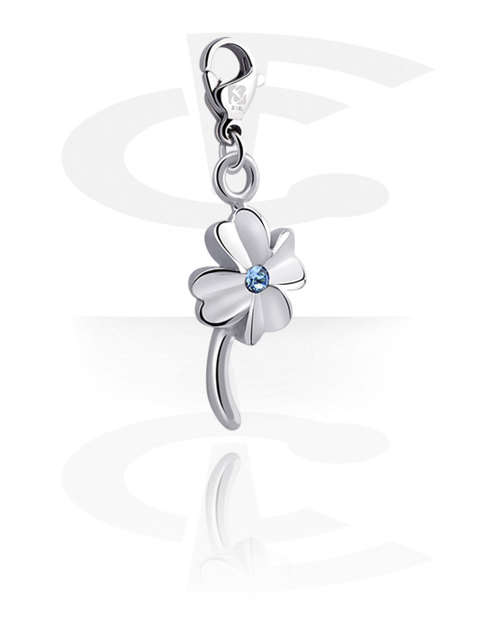 Charms, Charm with cloverleaf design and crystal stone, Surgical Steel 316L