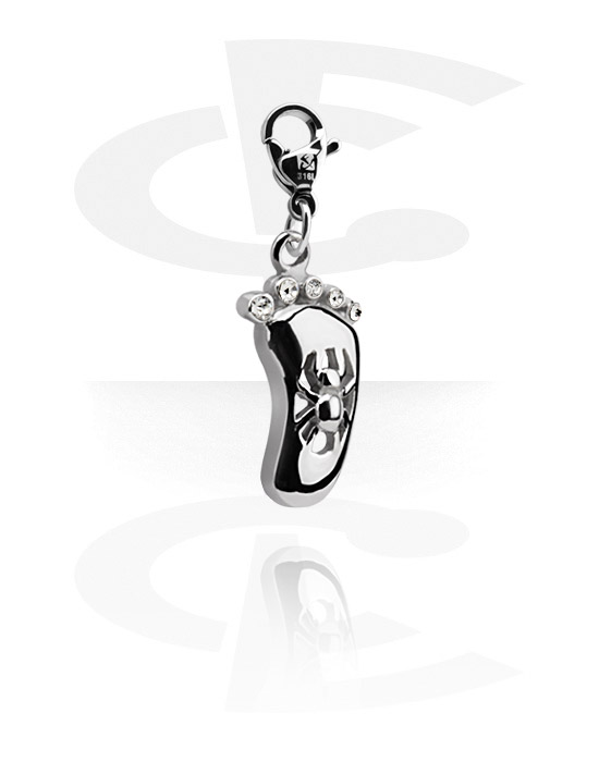 Charms, Charm with foot design and crystal stones, Surgical Steel 316L
