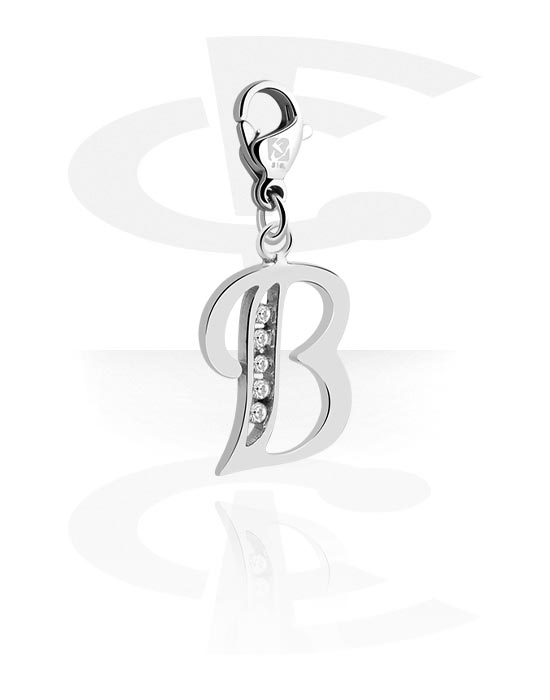 Charms, Charm with Letter and crystal stones, Surgical Steel 316L