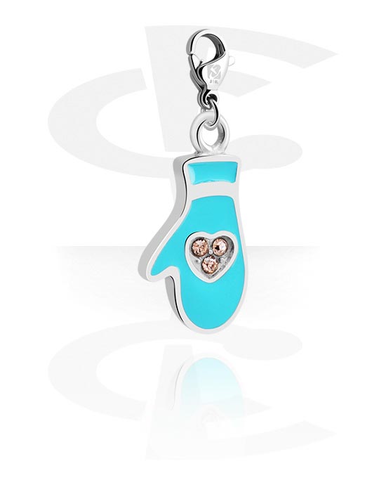 Charms, Charm with Glove Design and crystal stones, Surgical Steel 316L