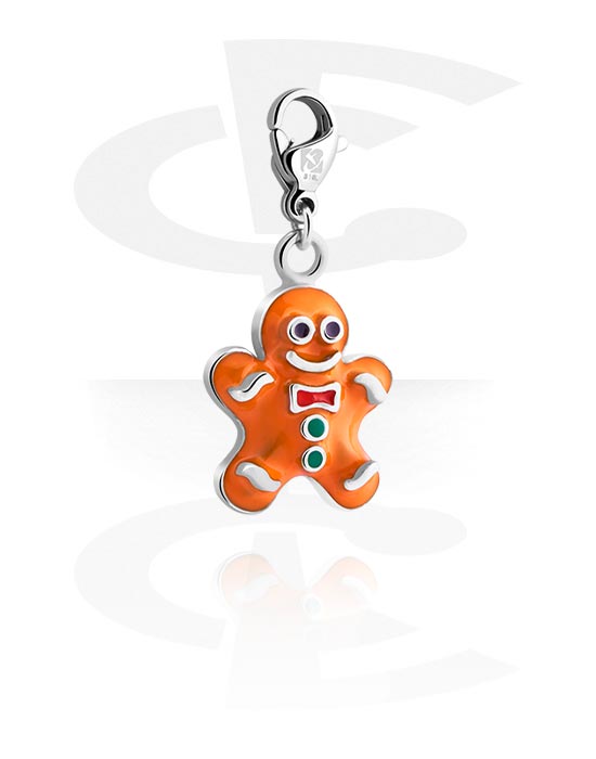 Charms, Charm for Charm Bracelet with gingerbread man design, Surgical Steel 316L