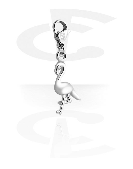 Pulseiras com charms, Pendente para pulseiras de charms com design flamingo, Aço cirúrgico 316L