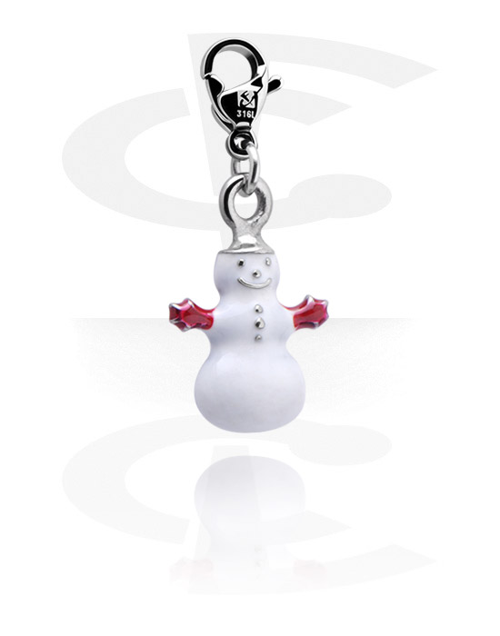 Porte-charms, Pendentif pour bracelets à pendentifs avec motif hivernal avec motif bonhomme de neige, Acier chirurgical 316L