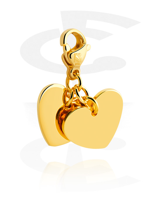 Porte-charms, Pendentif pour bracelets à pendentifs avec motif coeur, Acier chirugical 316L ,  Plaqué or