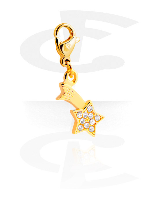Charms, Charm with Winter Design, Gold Plated Surgical Steel 316L