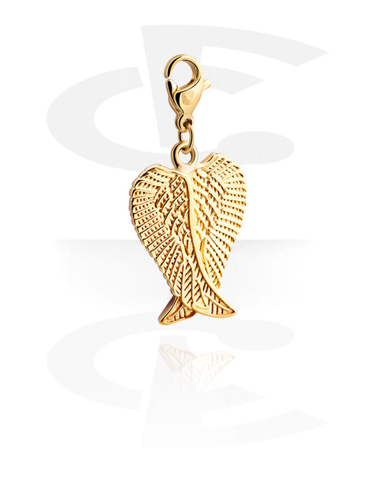 Charms, Charm for Charm Bracelet with wing design, Gold Plated Surgical Steel 316L