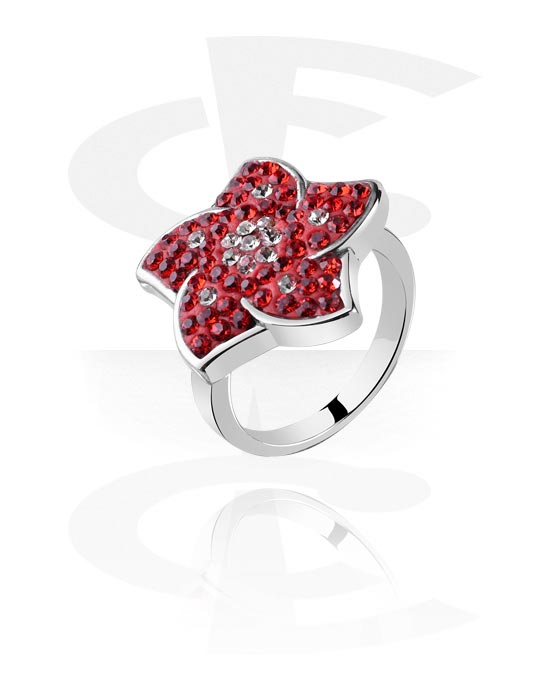 Prsteny, Kroužek s designem květina a krystalovými kamínky, Chirurgická ocel 316L