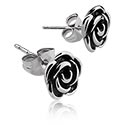 Boucles d'oreilles, Boucles d'oreilles avec motif rose, Acier chirurgical 316L