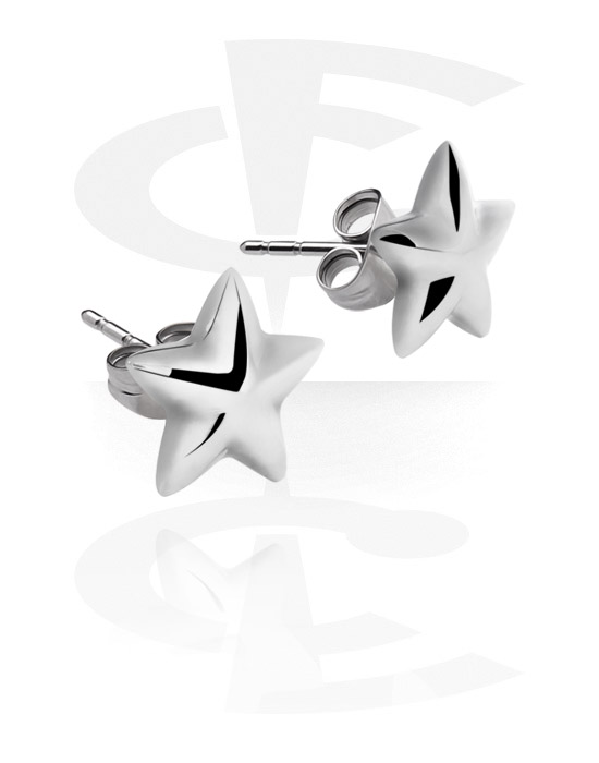 Náušnice, Ear Studs with Star, Surgical Steel 316L