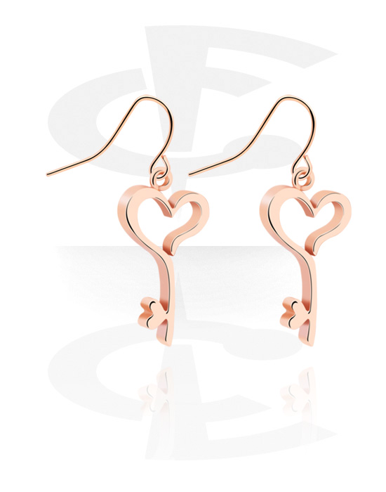 Boucles d'oreilles, Boucles d'oreilles avec motif coeur, Acier chirurgical 316L ,  Plaqué or rose