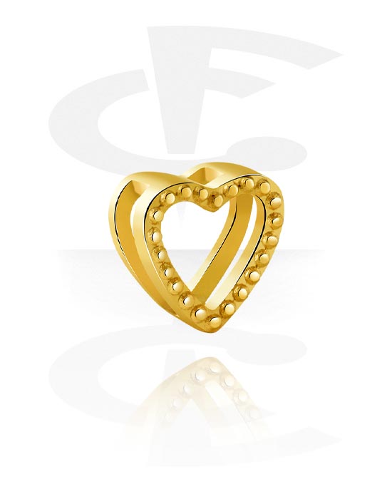 Flatbeads, Flatbead for Flatbead Bracelets with heart design, Gold Plated Surgical Steel 316L