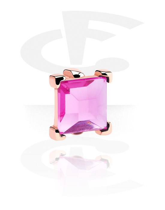 Pendentifs, Perle plate pour bracelets à perles plates avec pierre en cristal, Acier chirurgical 316L ,  Plaqué or rose