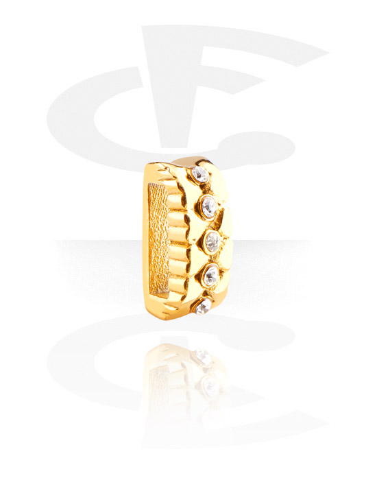 Pendentifs, Perle plate pour bracelets à perles plates, Acier chirugical 316L ,  Plaqué or