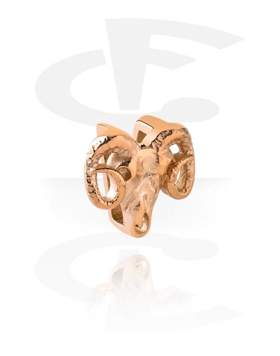 Ploché korálky, Plochý korálek pro náramky z plochých korálků s designem beraní lebka, Chirurgická ocel 316L pozlacená růžovým zlatem