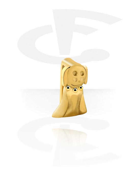 Ravne perlice, Plosnata perla za narukvice od plosnatih perli s dizajnom psa, Pozlaćeni kirurški čelik 316L