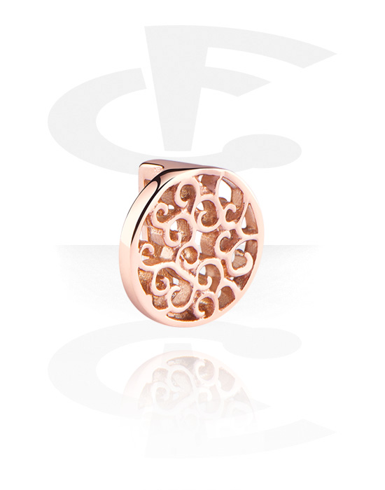 Ploché korálky, Plochý korálek pro náramky z plochých korálků, Chirurgická ocel 316L pozlacená růžovým zlatem