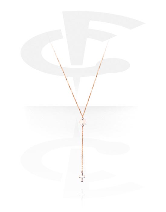 Ogrlice, Modna ogrlica s/z Obesek križ, Z rožnatim zlatom pozlačeno kirurško jeklo 316L