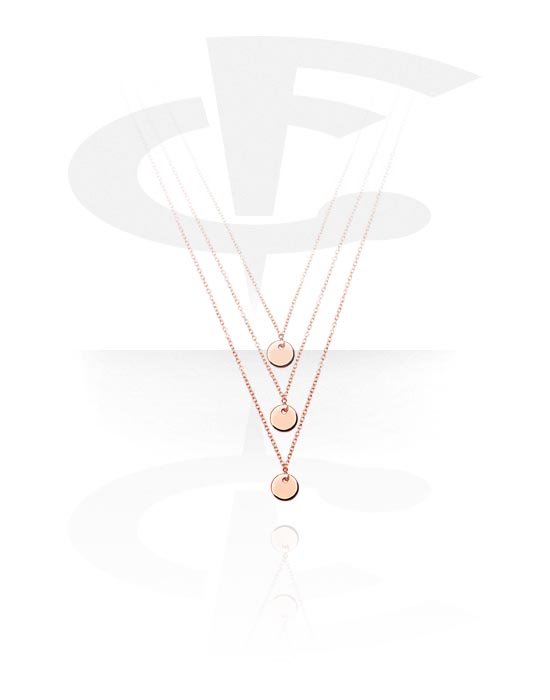 Necklaces, 3-Layered-Necklace with Pendants, Rose Gold Plated Surgical Steel 316L