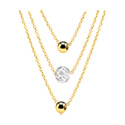 Cadenas, Collar de 3 vueltas con colgantes y piedra brillante, Acero quirúrgico 316L chapado en oro