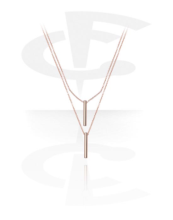Necklaces, 2-Layered-Necklace with Pendants, Rose Gold Plated Surgical Steel 316L