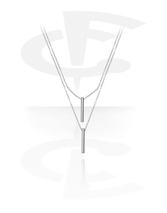 Necklaces, 2-Layered-Necklace with Pendants, Surgical Steel 316L