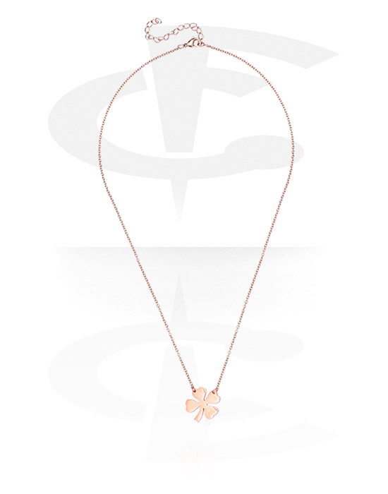 Náhrdelníky, Módny náhrdelník s Motív štvorlístok, Chirurgická oceľ 316L pozlátená ružovým zlatom