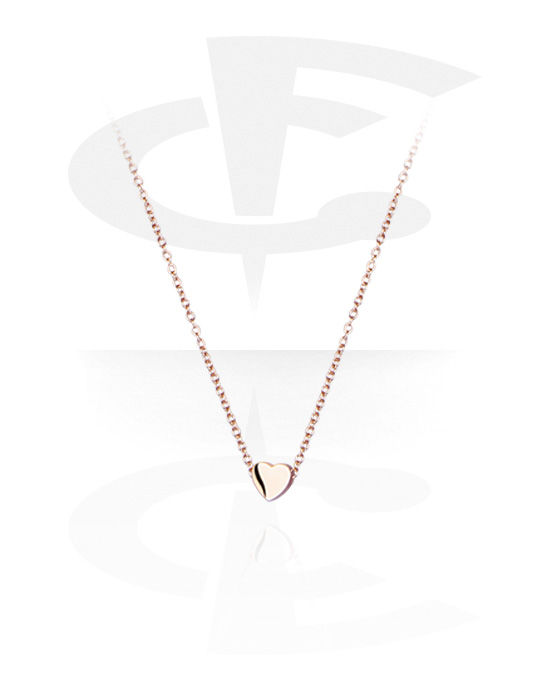 Ogrlice, Modna ogrlica s/z obeskom srca, Z rožnatim zlatom pozlačeno kirurško jeklo 316L