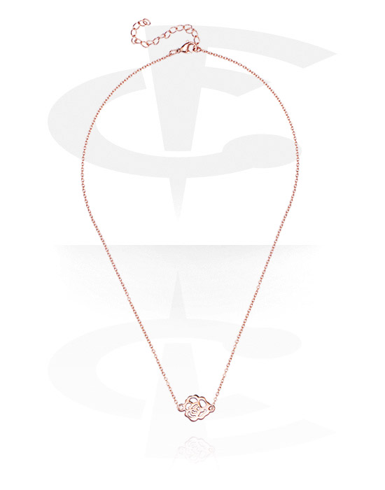 Náhrdelníky, Módní náhrdelník s designem růže, Chirurgická ocel 316L pozlacená růžovým zlatem