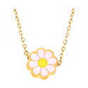 Cadenas, Collar Moderno con daisy design, Acero quirúrgico 316L chapado en oro