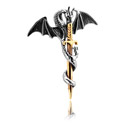 Anhänger, Kettenanhänger mit Drache und Schwert, Chirurgenstahl 316L ,  Vergoldeter Chirurgenstahl 316L